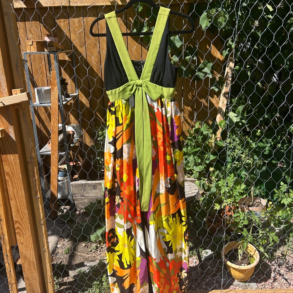 Vibrant Vintage Groovy Floral Maxi Dress